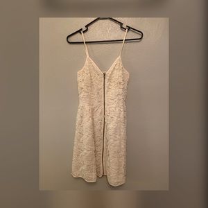 White zip up dress with floral detail